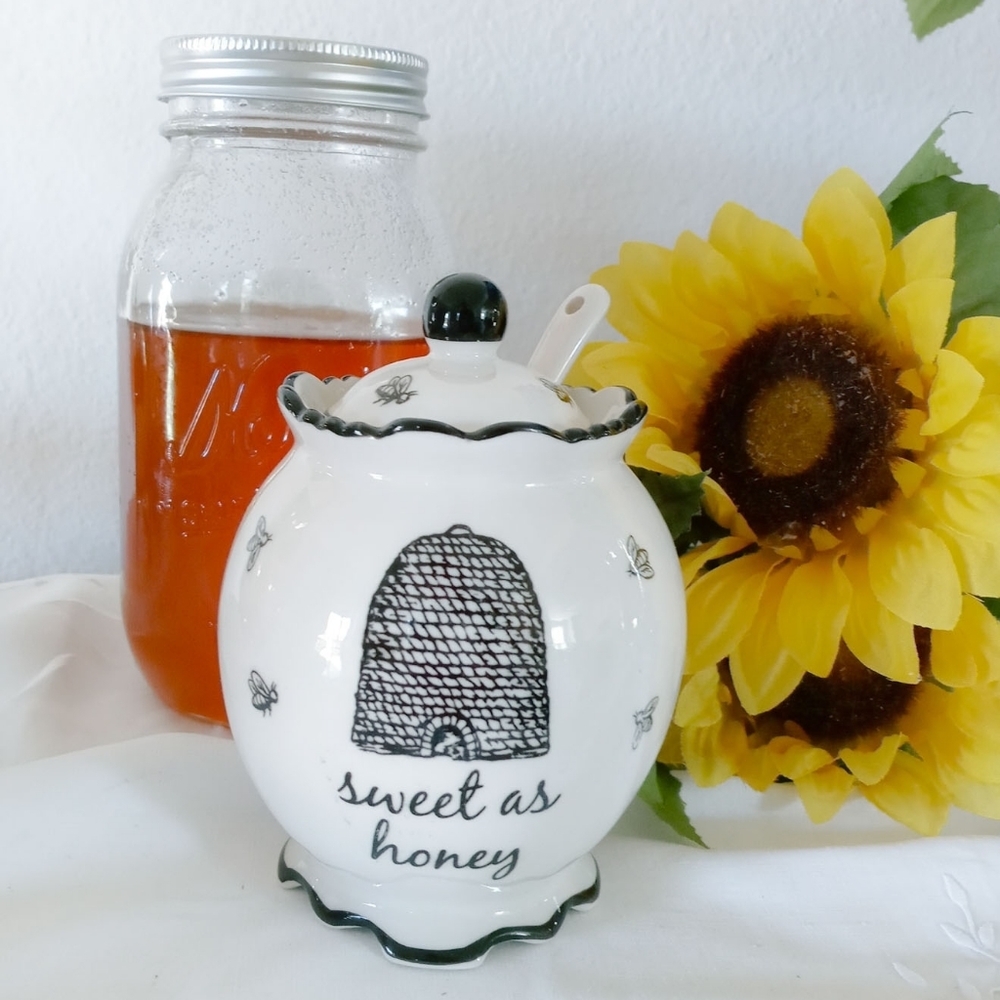 Adorable Sweet as Honey Honey Pot With Spoon